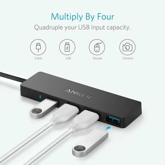 🔥 🔥Anker 4-Port USB 3.0 Ultra Slim Data Hub for Macbook Pro or any Laptop - Picture 3 of 6